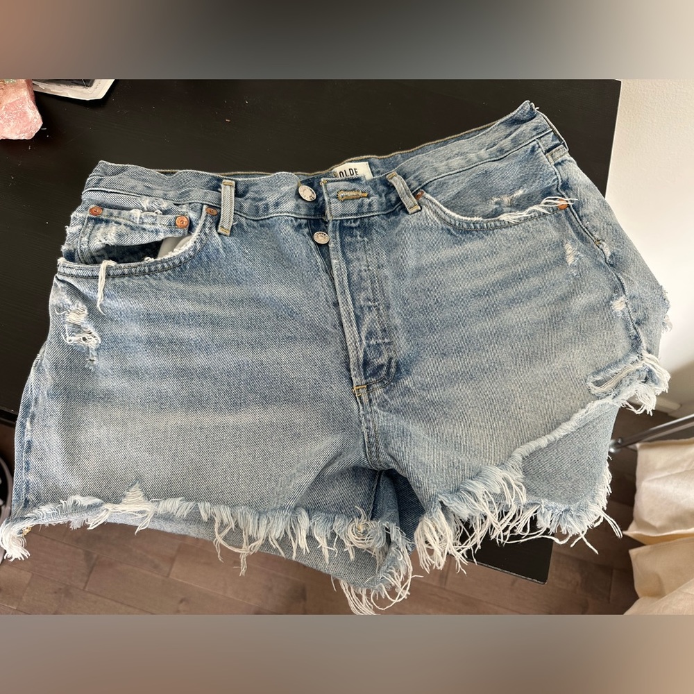 Agolde Parker denim cutoff shorts